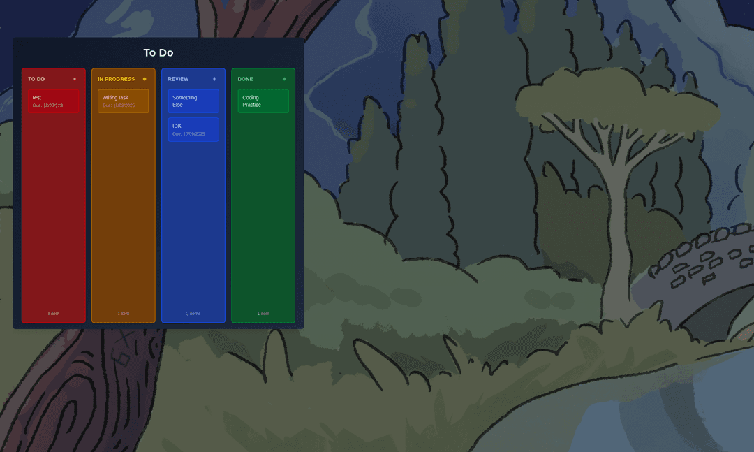 Kanban widget — made with QuickElectron